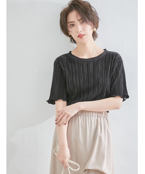 fifth(フィフス)の「細プリーツグロッシーブラウス(シャツ/ブラウス・レディース・ブラック/ホワイト/ライトカーキ・MEDIUM)」の21枚目の写真