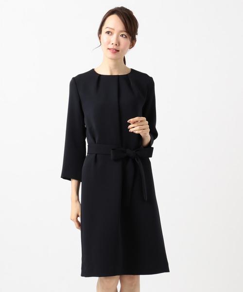 J.PRESS(ジェイプレス)の「【ニオイ菌抑制】洗えるヴィーナスダブルクロス ワンピース(ワンピース・レディース・ブラック系/ネイビー系・T13/T15)」の6枚目の写真