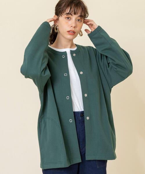 coen（コーエン）の「【WEB限定カラー】USAコットン裏起毛スウェットミディアム丈カーディガン#（カーディガン/ボレロ・レディース・グレー/ダークグレー/ベージュ/ネイビー/ブラック/ケリー/ライトグレー・FREE）」の19枚目の写真