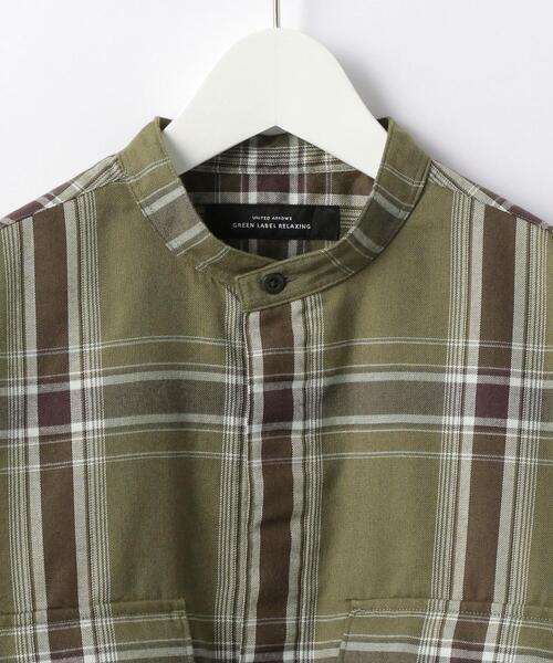 green label relaxing(グリーンレーベルリラクシング)の「SC テクノネル ミリタリー バンドカラー チェック 長袖 シャツ(シャツ/ブラウス・メンズ・ベージュ/オリーブ・X-LARGE/SMALL/LARGE/MEDIUM)」の16枚目の写真