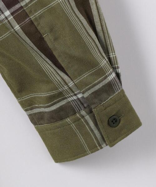 green label relaxing(グリーンレーベルリラクシング)の「SC テクノネル ミリタリー バンドカラー チェック 長袖 シャツ(シャツ/ブラウス・メンズ・ベージュ/オリーブ・X-LARGE/SMALL/LARGE/MEDIUM)」の17枚目の写真