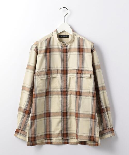 green label relaxing(グリーンレーベルリラクシング)の「SC テクノネル ミリタリー バンドカラー チェック 長袖 シャツ(シャツ/ブラウス・メンズ・ベージュ/オリーブ・X-LARGE/SMALL/LARGE/MEDIUM)」の10枚目の写真