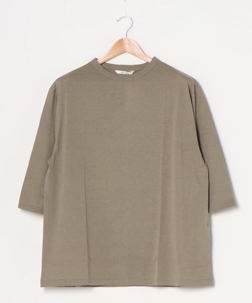 Whim Gazette（ウィムガゼット）の「スーピマリネンドライ天竺Tシャツ（Tシャツ/カットソー・レディース・ブラウン/グレイッシュベージュ/ホワイト・FREE）」の5枚目の写真