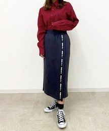 【KANGOL EXTRA COMFORT(カンゴール エクストラ コンフォート)】ラップ風アシメロゴテープスカート