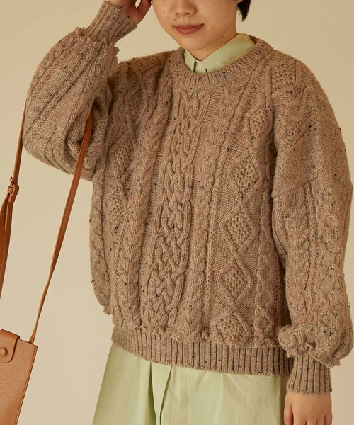 ANGIE（アンジー）の「RE リメイククロップドアランニット（ニット/セーター・レディース・ベージュ/アイボリー・FREE）」の8枚目の写真