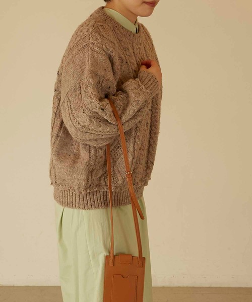 ANGIE（アンジー）の「RE リメイククロップドアランニット（ニット/セーター・レディース・ベージュ/アイボリー・FREE）」の14枚目の写真