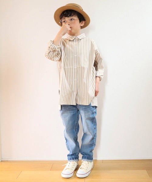 CIAOPANIC TYPY（チャオパニックティピー）の「OSORO ブロードストライプシャツ（シャツ/ブラウス・キッズ・グレー系その他/チャコールグレー/オリーブ/ホワイト系その他・LARGE/MEDIUM/XX-LARGE/SMALL/X-LARGE）」の11枚目の写真