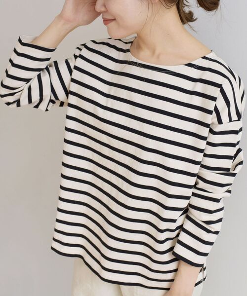 SHIPS Days（シップスデイズ）の「SHIPS Days STANDARD:バスクボーダーTee 21SS（Tシャツ/カットソー・レディース・ベージュ/ホワイト/ラベンダー・M～Ｌ/S～Ｍ）」の5枚目の写真