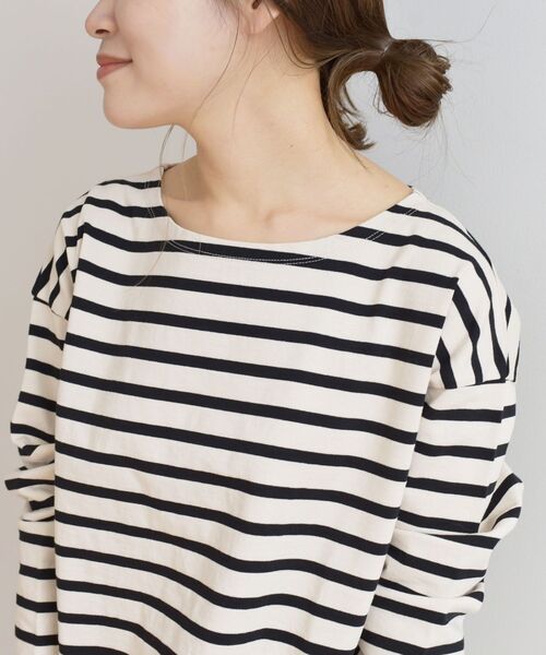 SHIPS Days（シップスデイズ）の「SHIPS Days STANDARD:バスクボーダーTee 21SS（Tシャツ/カットソー・レディース・ベージュ/ホワイト/ラベンダー・M～Ｌ/S～Ｍ）」の4枚目の写真