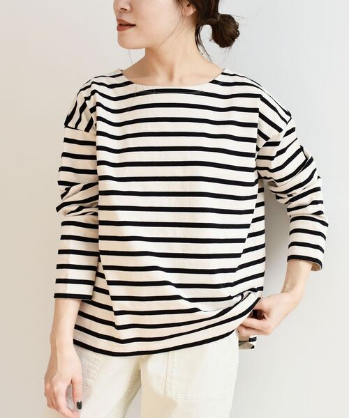 SHIPS Days（シップスデイズ）の「SHIPS Days STANDARD:バスクボーダーTee 21SS（Tシャツ/カットソー・レディース・ベージュ/ホワイト/ラベンダー・M～Ｌ/S～Ｍ）」の8枚目の写真