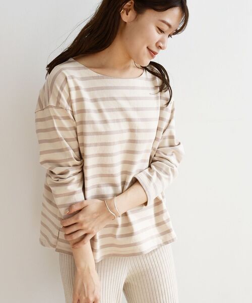 SHIPS Days（シップスデイズ）の「SHIPS Days STANDARD:バスクボーダーTee 21SS（Tシャツ/カットソー・レディース・ベージュ/ホワイト/ラベンダー・M～Ｌ/S～Ｍ）」の14枚目の写真