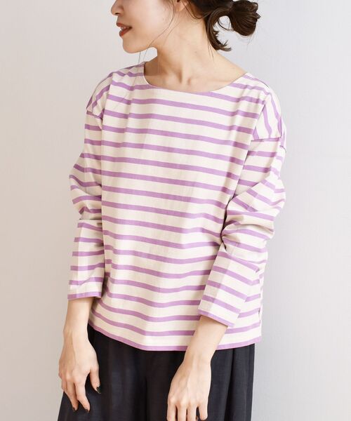 SHIPS Days（シップスデイズ）の「SHIPS Days STANDARD:バスクボーダーTee 21SS（Tシャツ/カットソー・レディース・ベージュ/ホワイト/ラベンダー・M～Ｌ/S～Ｍ）」の19枚目の写真