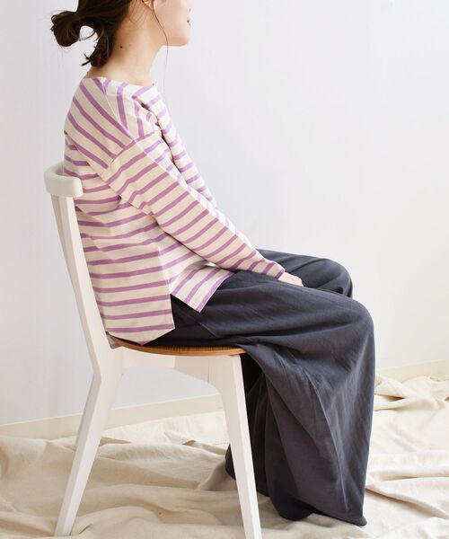 SHIPS Days（シップスデイズ）の「SHIPS Days STANDARD:バスクボーダーTee 21SS（Tシャツ/カットソー・レディース・ベージュ/ホワイト/ラベンダー・M～Ｌ/S～Ｍ）」の21枚目の写真