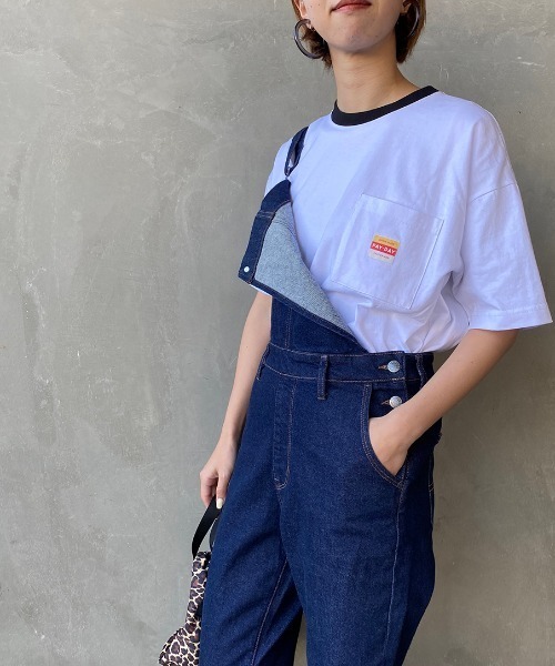 PAYDAY（ペイデイ）の「[PAY DAY/ペイデイ] 別注 ロゴ付きリンガー ポケットワイドTシャツ（Tシャツ/カットソー・レディース・ホワイト/グレー/イエロー・F）」の2枚目の写真