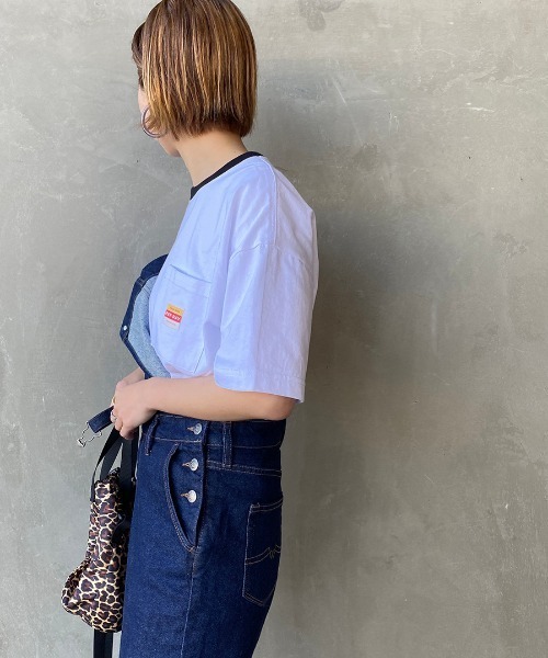 PAYDAY（ペイデイ）の「[PAY DAY/ペイデイ] 別注 ロゴ付きリンガー ポケットワイドTシャツ（Tシャツ/カットソー・レディース・ホワイト/グレー/イエロー・F）」の4枚目の写真