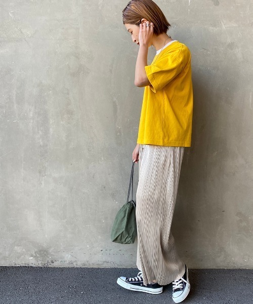 PAYDAY（ペイデイ）の「[PAY DAY/ペイデイ] 別注 ロゴ付きリンガー ポケットワイドTシャツ（Tシャツ/カットソー・レディース・ホワイト/グレー/イエロー・F）」の18枚目の写真