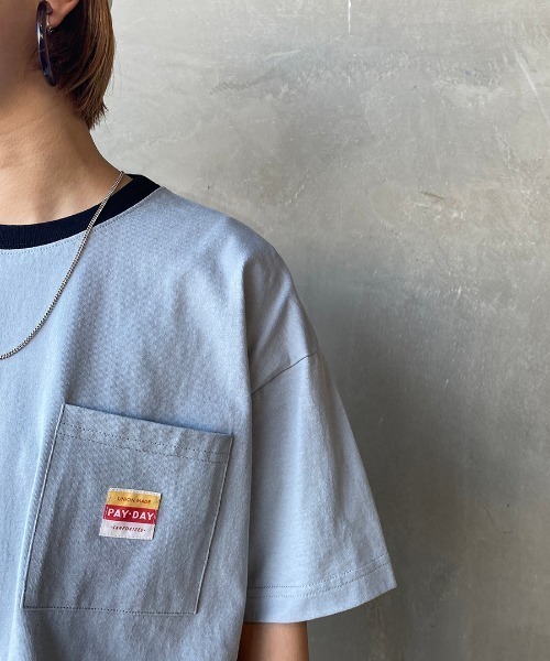 PAYDAY（ペイデイ）の「[PAY DAY/ペイデイ] 別注 ロゴ付きリンガー ポケットワイドTシャツ（Tシャツ/カットソー・レディース・ホワイト/グレー/イエロー・F）」の10枚目の写真