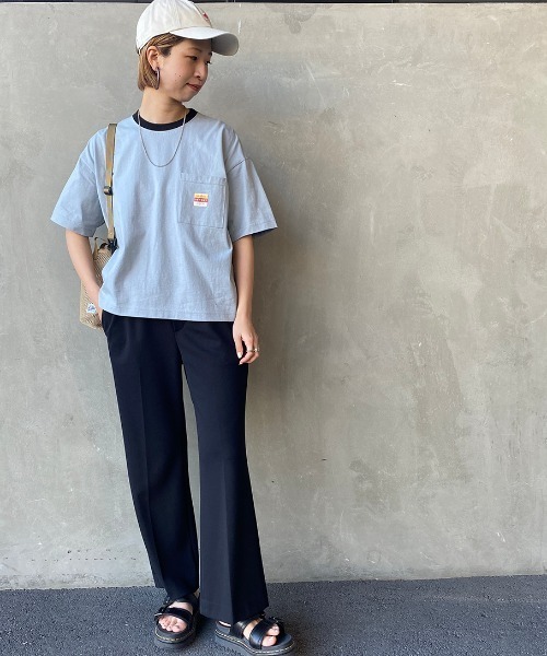 PAYDAY（ペイデイ）の「[PAY DAY/ペイデイ] 別注 ロゴ付きリンガー ポケットワイドTシャツ（Tシャツ/カットソー・レディース・ホワイト/グレー/イエロー・F）」の6枚目の写真