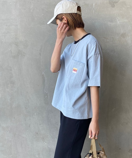 PAYDAY（ペイデイ）の「[PAY DAY/ペイデイ] 別注 ロゴ付きリンガー ポケットワイドTシャツ（Tシャツ/カットソー・レディース・ホワイト/グレー/イエロー・F）」の20枚目の写真