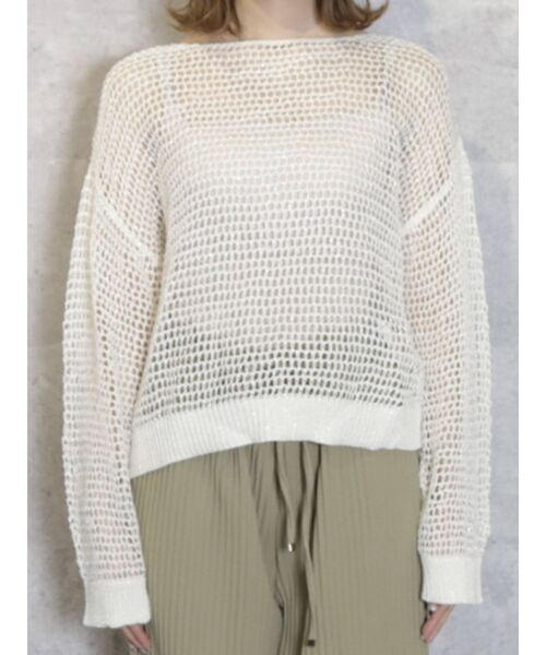 dazzlin（ダズリン）の「ラメ混メッシュニットトップス（ニット/セーター・レディース・アイボリー/チャコールグレー/ブラウン/ベージュ・FREE）」の18枚目の写真