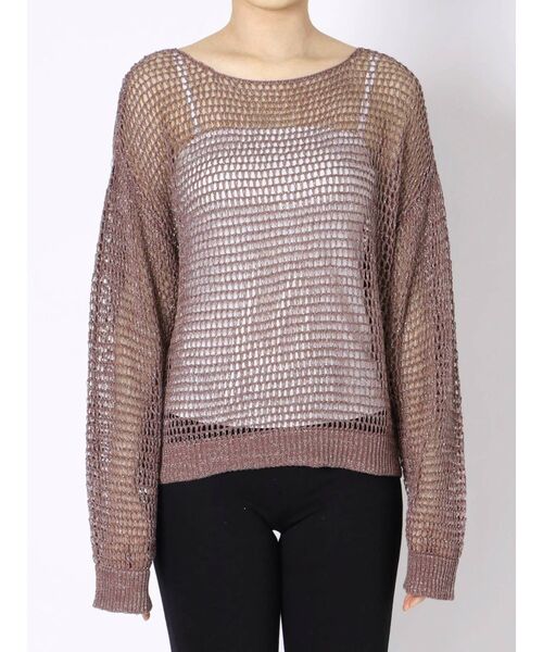 dazzlin（ダズリン）の「ラメ混メッシュニットトップス（ニット/セーター・レディース・アイボリー/チャコールグレー/ブラウン/ベージュ・FREE）」の21枚目の写真