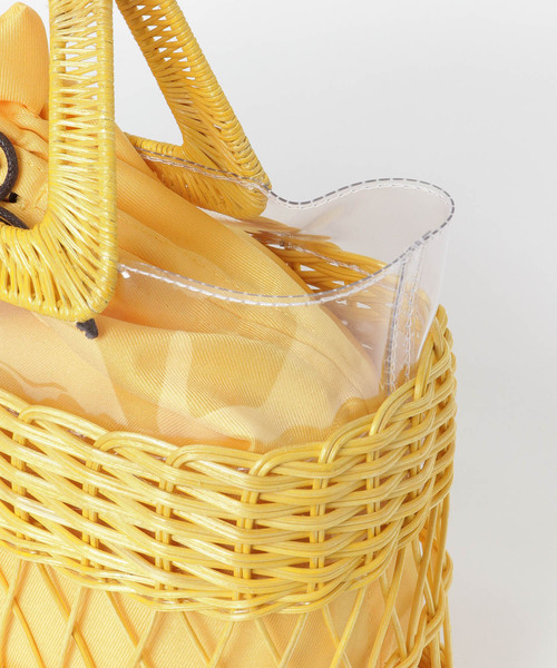 URBAN RESEARCH ROSSO（アーバンリサーチロッソ）の「ラタン×PVC コンビバッグ∴（かごバッグ・レディース・イエロー/ブルー・ONE）」の4枚目の写真