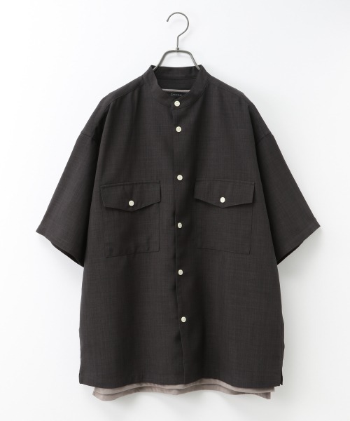 RAGEBLUE(レイジブルー)の「<シワ軽減>リネンタッチワイドシャツ/938598(シャツ/ブラウス・メンズ・ブラック/ブラウン/グレー/オフホワイト/オリーブ/ブラウン系その他・SMALL/MEDIUM/LARGE)」の2枚目の写真