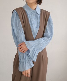 ＡＮＤＪ | シャーリングプリーツパワーショルダーブラウス(シャツ/ブラウス)