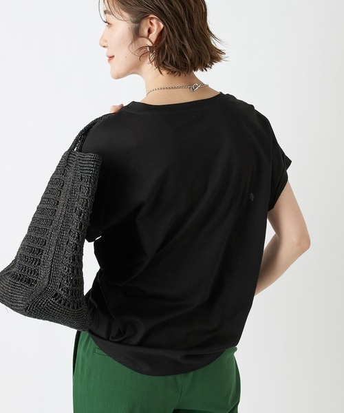 RIVE DROITE（リヴドロワ）の「何枚でも揃えたくなる　リヨセルコットンVネックカットソー＜BASIC＞（Tシャツ/カットソー・レディース・チャコールグレー/ブラック/オフホワイト/サックスブルー/ピンク/モカ・FREE）」の19枚目の写真