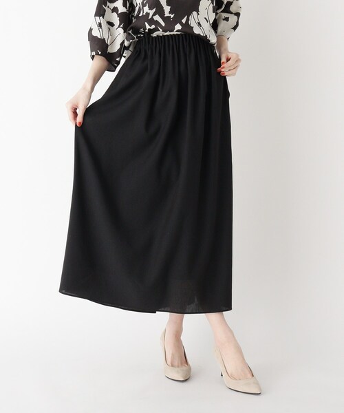 Modify（モディファイ）の「◆ウエストタックフレアスカート（スカート・レディース・ブラック/ブルー/ベージュ系2・40）」の2枚目の写真
