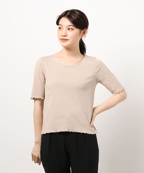 Monocoro toppi(モノコロトッピ)の「スリム Tシャツ メロー カットソー バックリボン トップス(シャツ/ブラウス・レディース・ブラック/ベージュ/オフホワイト/ブラウン系その他/グリーン系その他・M)」の11枚目の写真