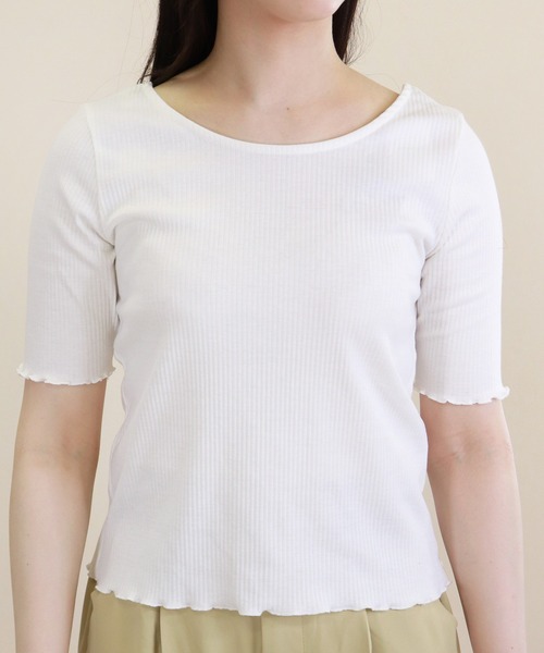Monocoro toppi(モノコロトッピ)の「スリム Tシャツ メロー カットソー バックリボン トップス(シャツ/ブラウス・レディース・ブラック/ベージュ/オフホワイト/ブラウン系その他/グリーン系その他・M)」の15枚目の写真