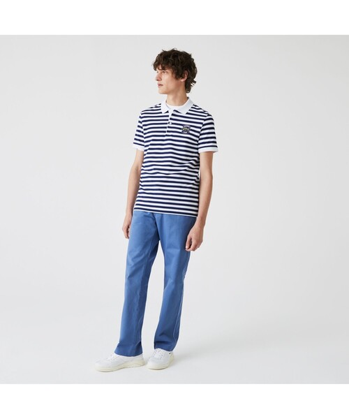 LACOSTE(ラコステ)の「ボーダーLACOSTEクラブポロシャツ(ポロシャツ・メンズ・ホワイト×ネイビー/レッド/グリーン・2/4/3/5)」の2枚目の写真