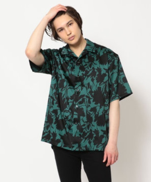 LUSOR(ルーソル)の「LUSOR(ルーソル)SHADOW FLOWER SS SH/シャドウフラワー ショートスリーブシャツ(シャツ/ブラウス・メンズ・グレー/エメラルド・FREE)」の1枚目の写真