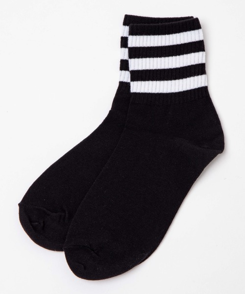WEGO(ウィゴー)の「WEGO/3ラインソックス(ソックス/靴下・レディース・ホワイト/ブラック・23-25cm)」の2枚目の写真