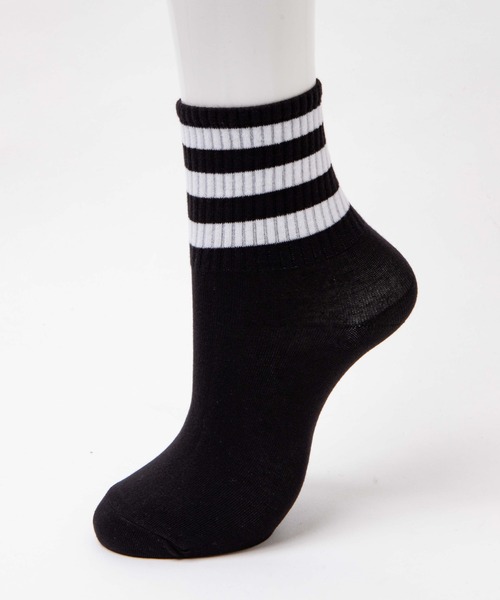 WEGO(ウィゴー)の「WEGO/3ラインソックス(ソックス/靴下・レディース・ホワイト/ブラック・23-25cm)」の3枚目の写真