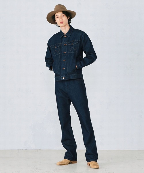 Wrangler(ラングラー)の「Wrangler/ラングラー TRUCKER JACKET/デニムジャケット ジージャン はおり(デニムジャケット・メンズ・ワンウォッシュ/インディゴブルー・SMALL/MEDIUM/LARGE/X-LARGE)」の2枚目の写真