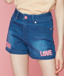 接触冷感カラーボタンデニムショーパン