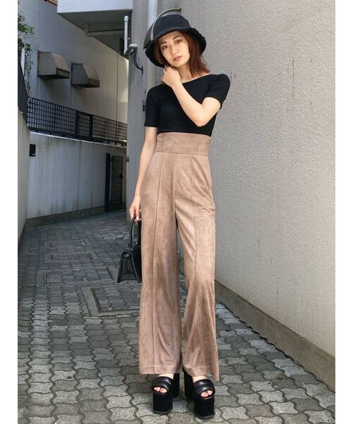 EMODA（エモダ）の「ハイウエストルーズワイドパンツ（その他パンツ・レディース・グレー/ブラック/ブラウン/カーキ・SMALL/MEDIUM）」の13枚目の写真