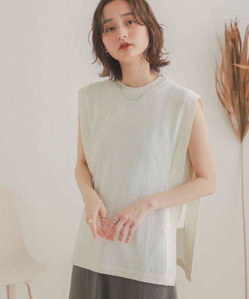 SENSE OF PLACE by URBAN RESEARCH(センスオブプレイスバイアーバンリサーチ)の「スクエアスリーブセーター(ニット/セーター・レディース・アイボリー/ブラック/ブルー/オレンジ・ONE)」の6枚目の写真