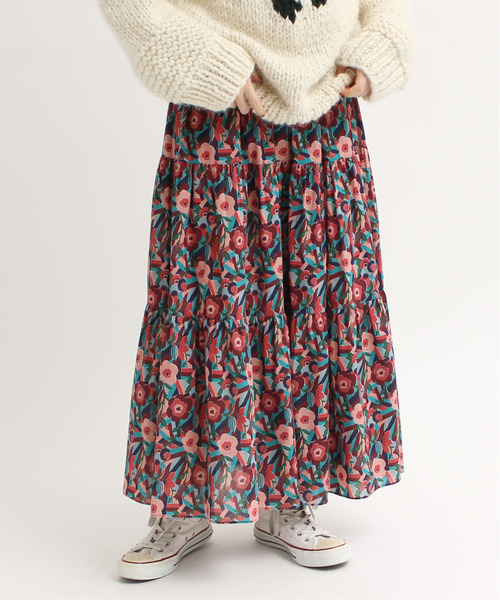 【美品】LB“Bloms bury”ティアードスカート　ボルドー Dot＆Stripes CHILD WOMAN（ドットアンドストライプス チャイルド