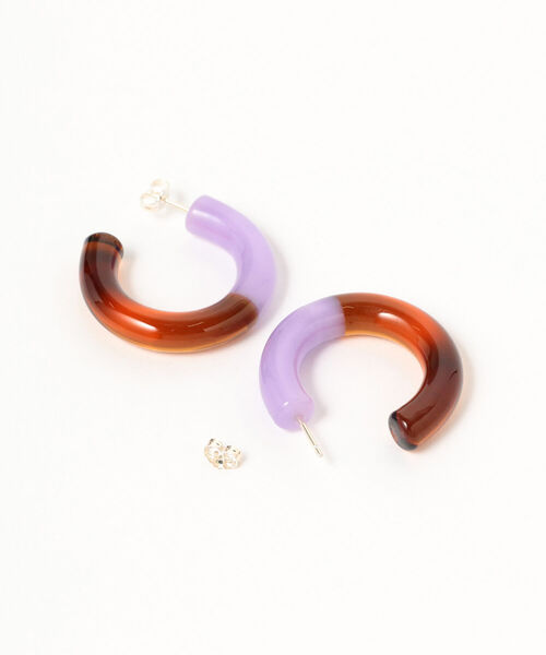 Ray BEAMS(レイビームス)の「KEANE / 2tone Hoop ピアス(ピアス(両耳用)・レディース・サックスブルー/オレンジ・ONE SIZE)」の10枚目の写真