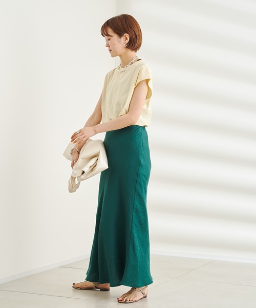 DouDou（ドゥドゥ）の「オーガニックコットンフレンチTシャツ（Tシャツ/カットソー・レディース・チャコールグレー/イエロー/ブラック/オフホワイト・FREE）」の16枚目の写真