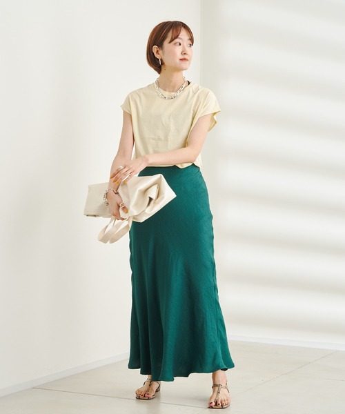 DouDou（ドゥドゥ）の「オーガニックコットンフレンチTシャツ（Tシャツ/カットソー・レディース・チャコールグレー/イエロー/ブラック/オフホワイト・FREE）」の13枚目の写真