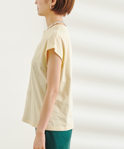 DouDou（ドゥドゥ）の「オーガニックコットンフレンチTシャツ（Tシャツ/カットソー・レディース・チャコールグレー/イエロー/ブラック/オフホワイト・FREE）」の21枚目の写真