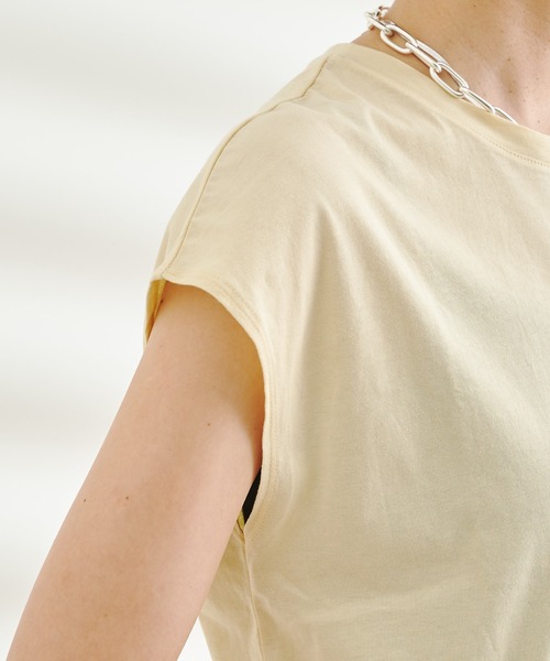 DouDou（ドゥドゥ）の「オーガニックコットンフレンチTシャツ（Tシャツ/カットソー・レディース・チャコールグレー/イエロー/ブラック/オフホワイト・FREE）」の15枚目の写真