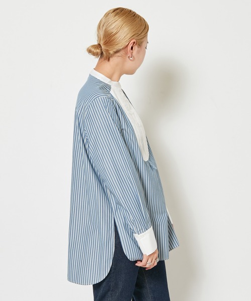 CIAOPANIC(チャオパニック)の「■ストライプドレスシャツ(シャツ/ブラウス・レディース・ブラック/ブルー・FREE)」の6枚目の写真