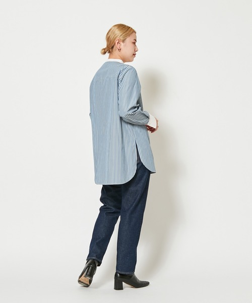 CIAOPANIC(チャオパニック)の「■ストライプドレスシャツ(シャツ/ブラウス・レディース・ブラック/ブルー・FREE)」の5枚目の写真