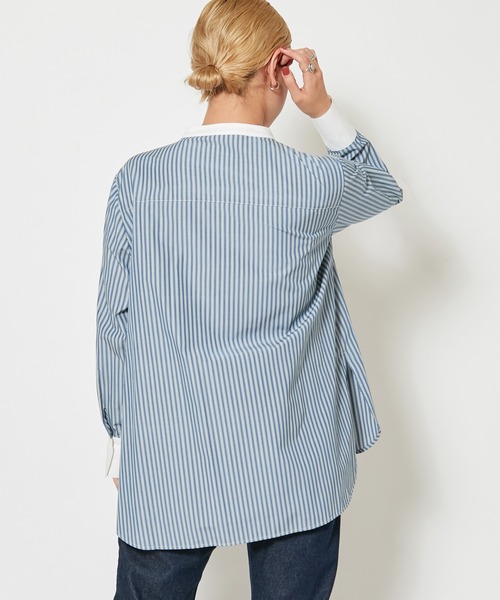 CIAOPANIC(チャオパニック)の「■ストライプドレスシャツ(シャツ/ブラウス・レディース・ブラック/ブルー・FREE)」の8枚目の写真