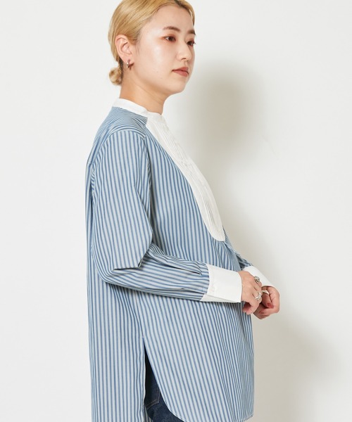 CIAOPANIC(チャオパニック)の「■ストライプドレスシャツ(シャツ/ブラウス・レディース・ブラック/ブルー・FREE)」の16枚目の写真